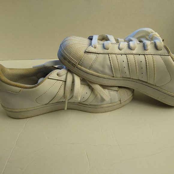 Adidas superstar white leather low top US size 4 ART B23641 - Picture 5 of 10